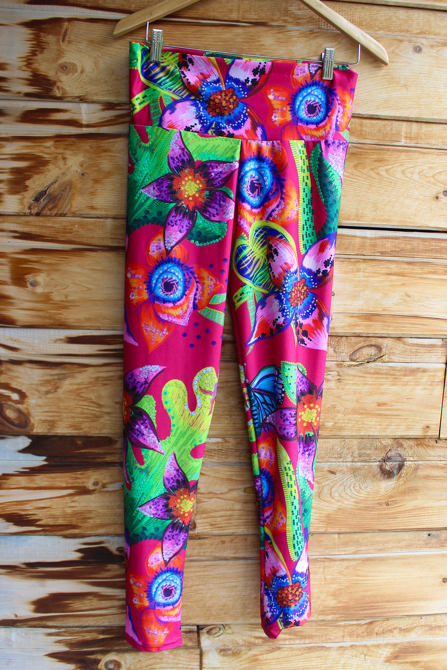 LEGGING ROSE FLEURS TROPICALES COULEURS
