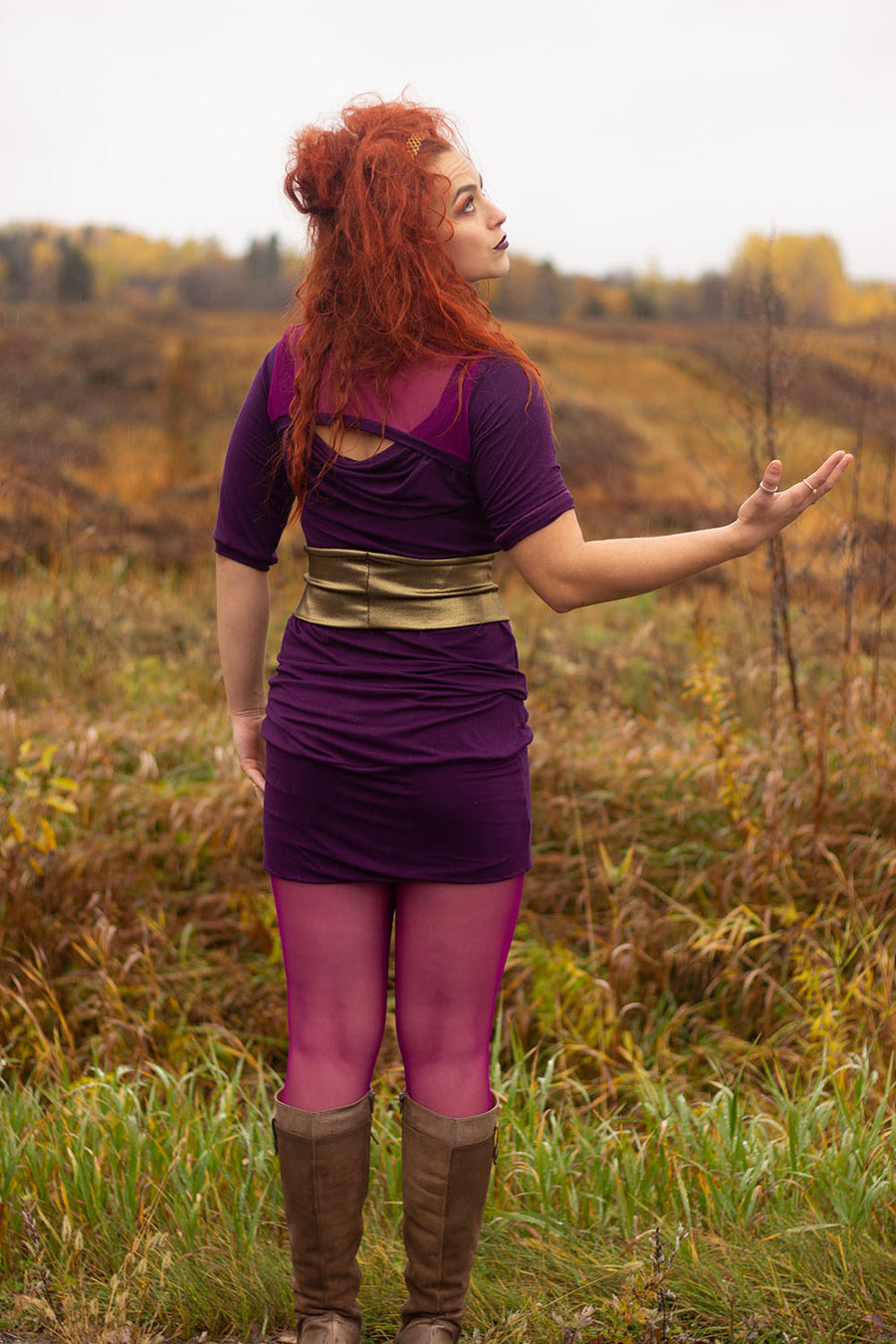 ROBE-TUNIQUE PRUNE DOS TRANSPARENT